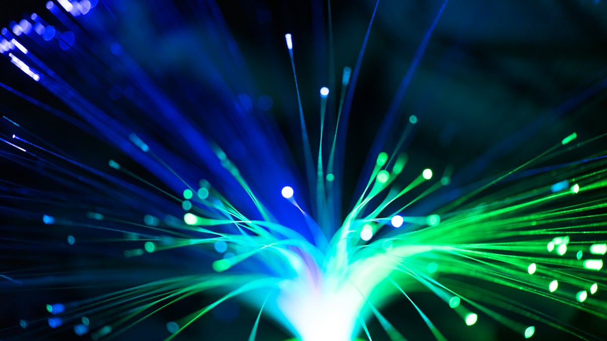 Fiber optic cable installation close-up