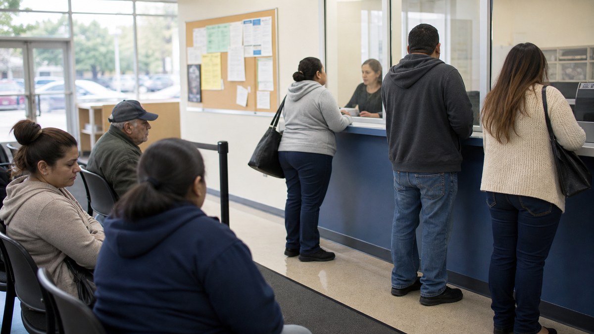 A community assistance office waiting area, illustrating Lifeline discount recertification